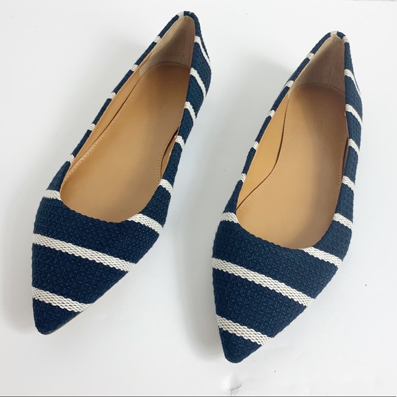 J. Crew Shoes - J.Crew Amelia Blue White Stripe Flats 8.5 Career